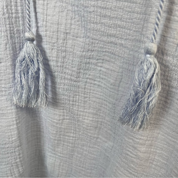 Banana Republic Cotton Boho Coastal Swim Cover Poncho Kaftan Coverup Blue Sz S/M - Picture 11 of 11